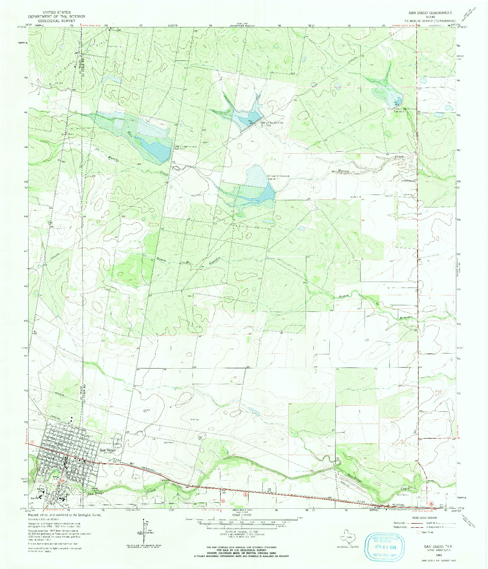 USGS 1:24000-SCALE QUADRANGLE FOR SAN DIEGO, TX 1963