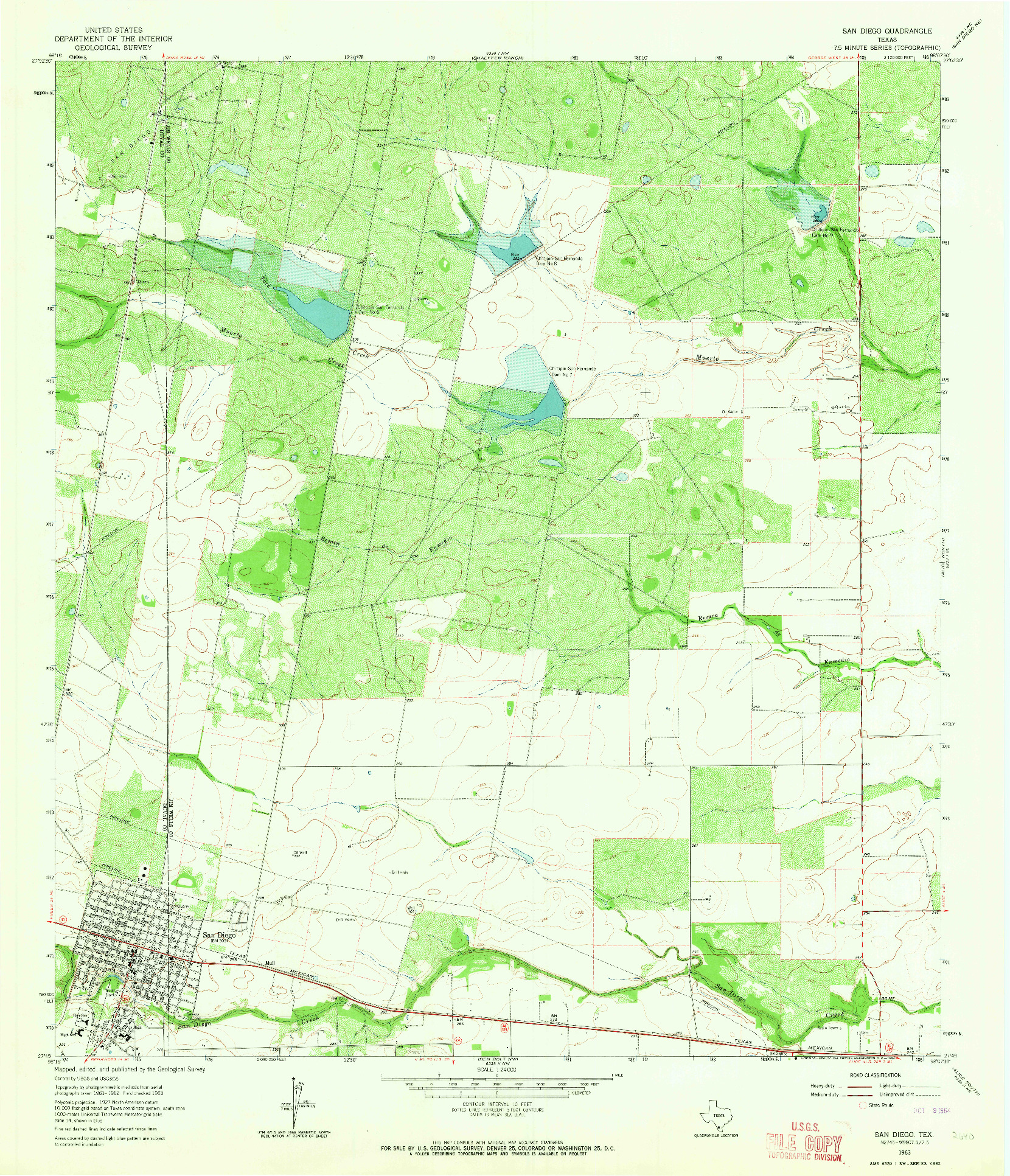 USGS 1:24000-SCALE QUADRANGLE FOR SAN DIEGO, TX 1963