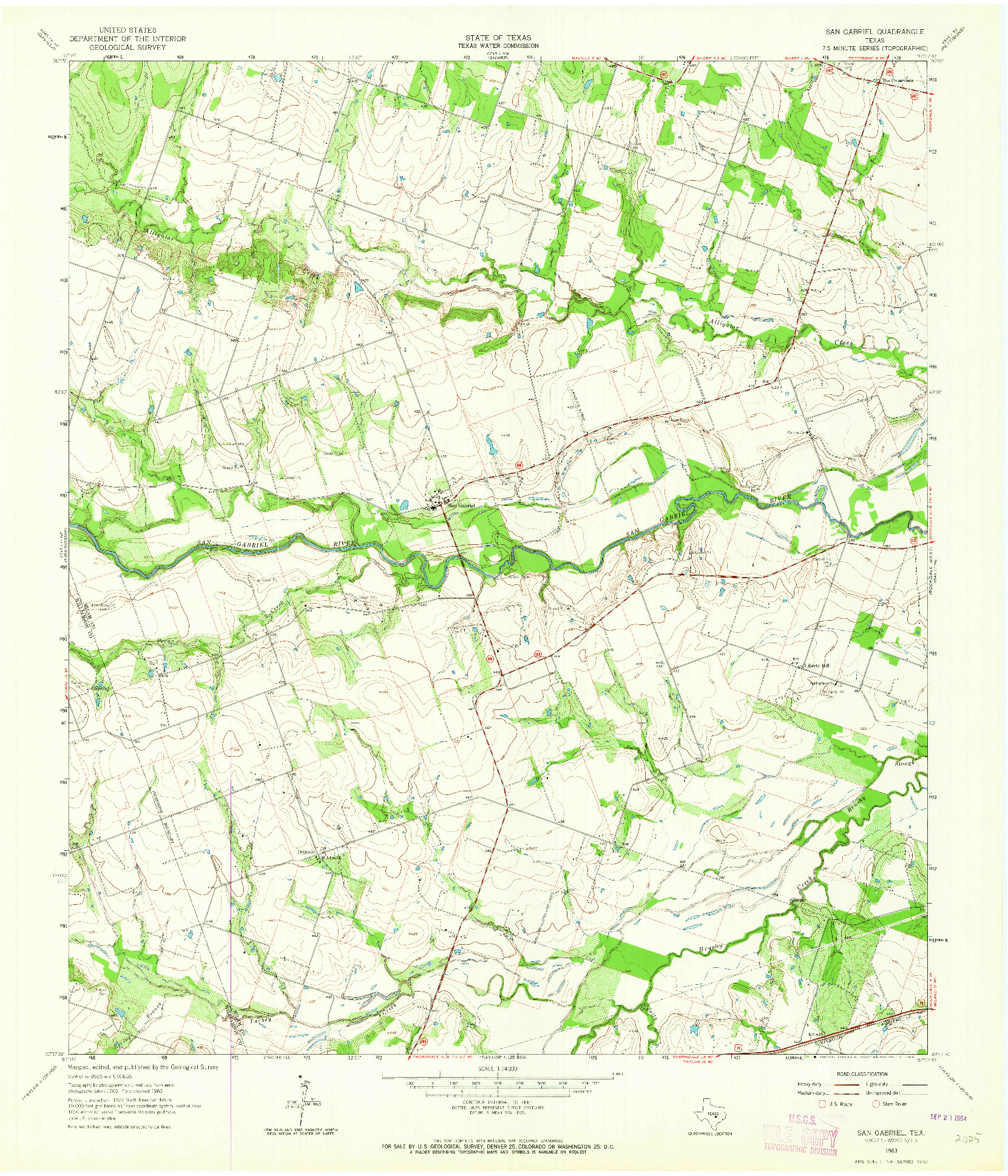 USGS 1:24000-SCALE QUADRANGLE FOR SAN GABRIEL, TX 1963