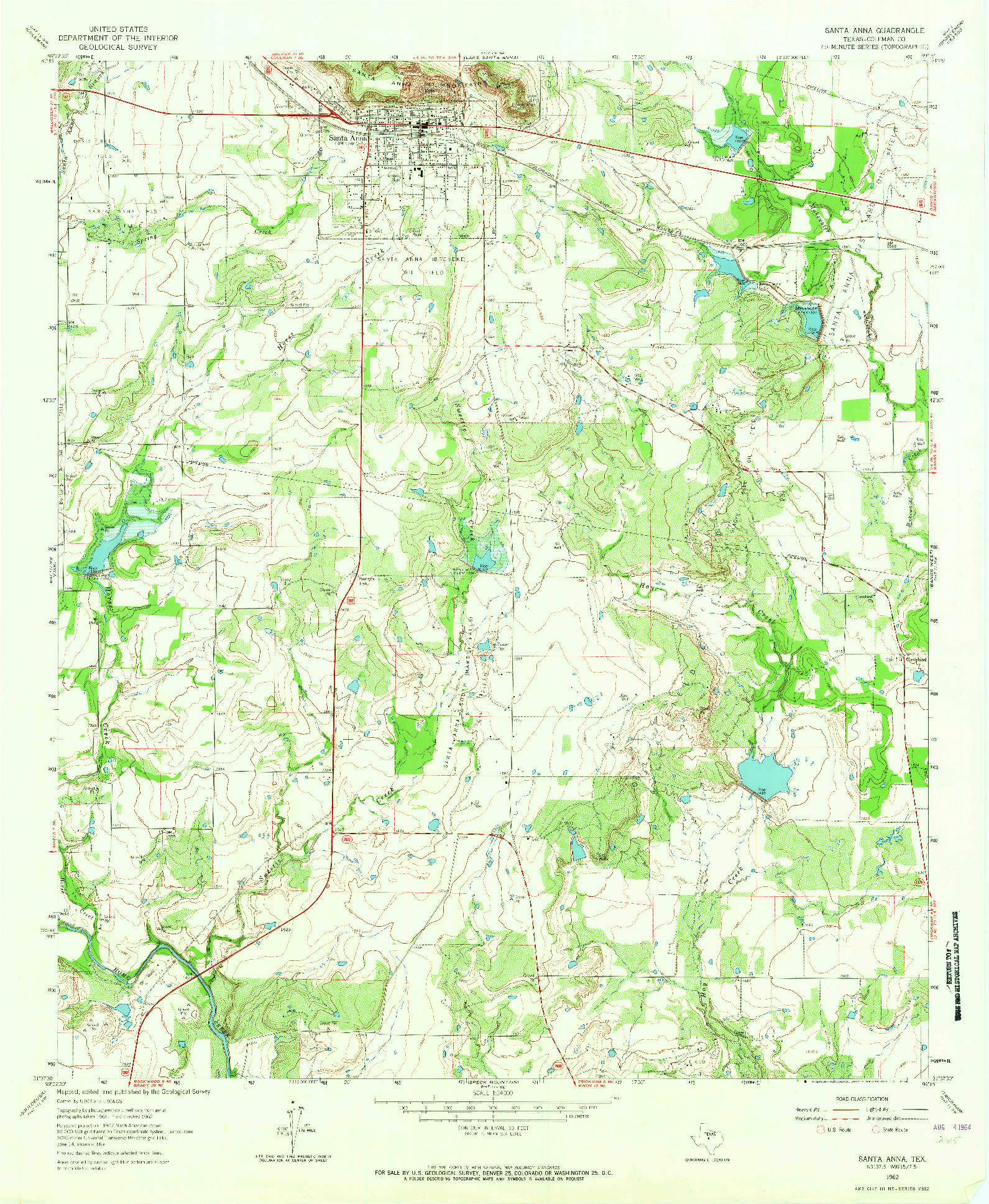 USGS 1:24000-SCALE QUADRANGLE FOR SANTA ANNA, TX 1962