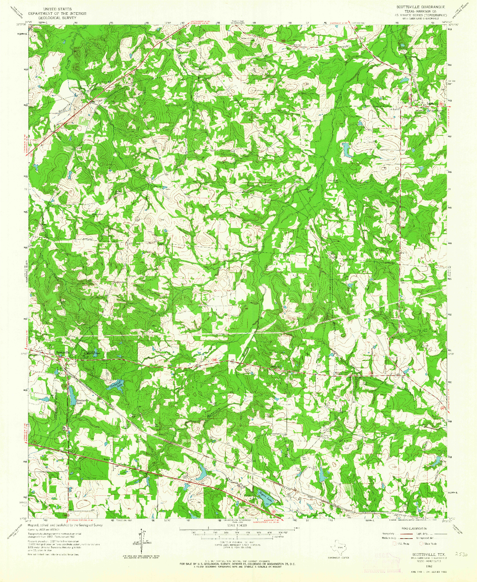 USGS 1:24000-SCALE QUADRANGLE FOR SCOTTSVILLE, TX 1962