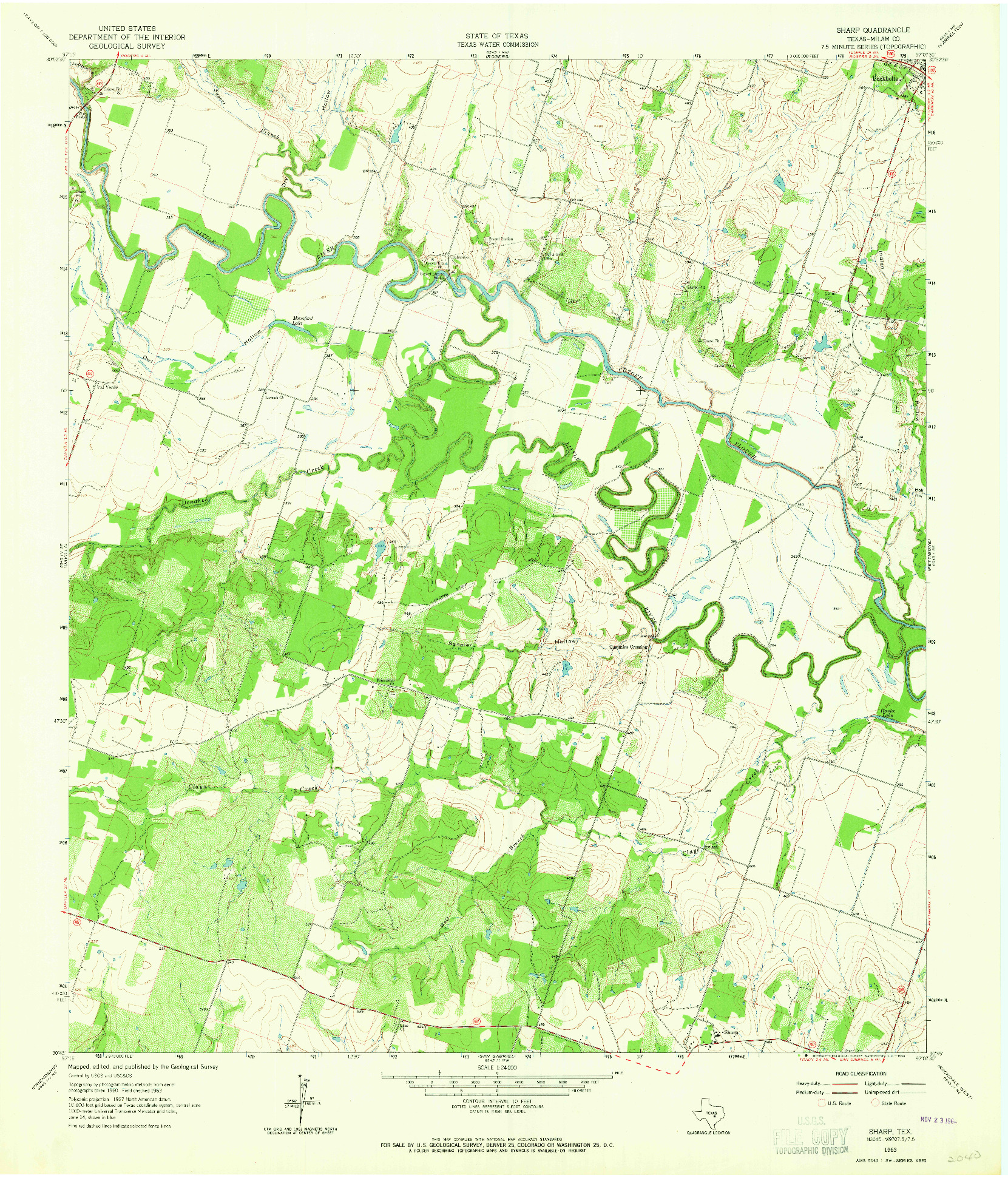 USGS 1:24000-SCALE QUADRANGLE FOR SHARP, TX 1963