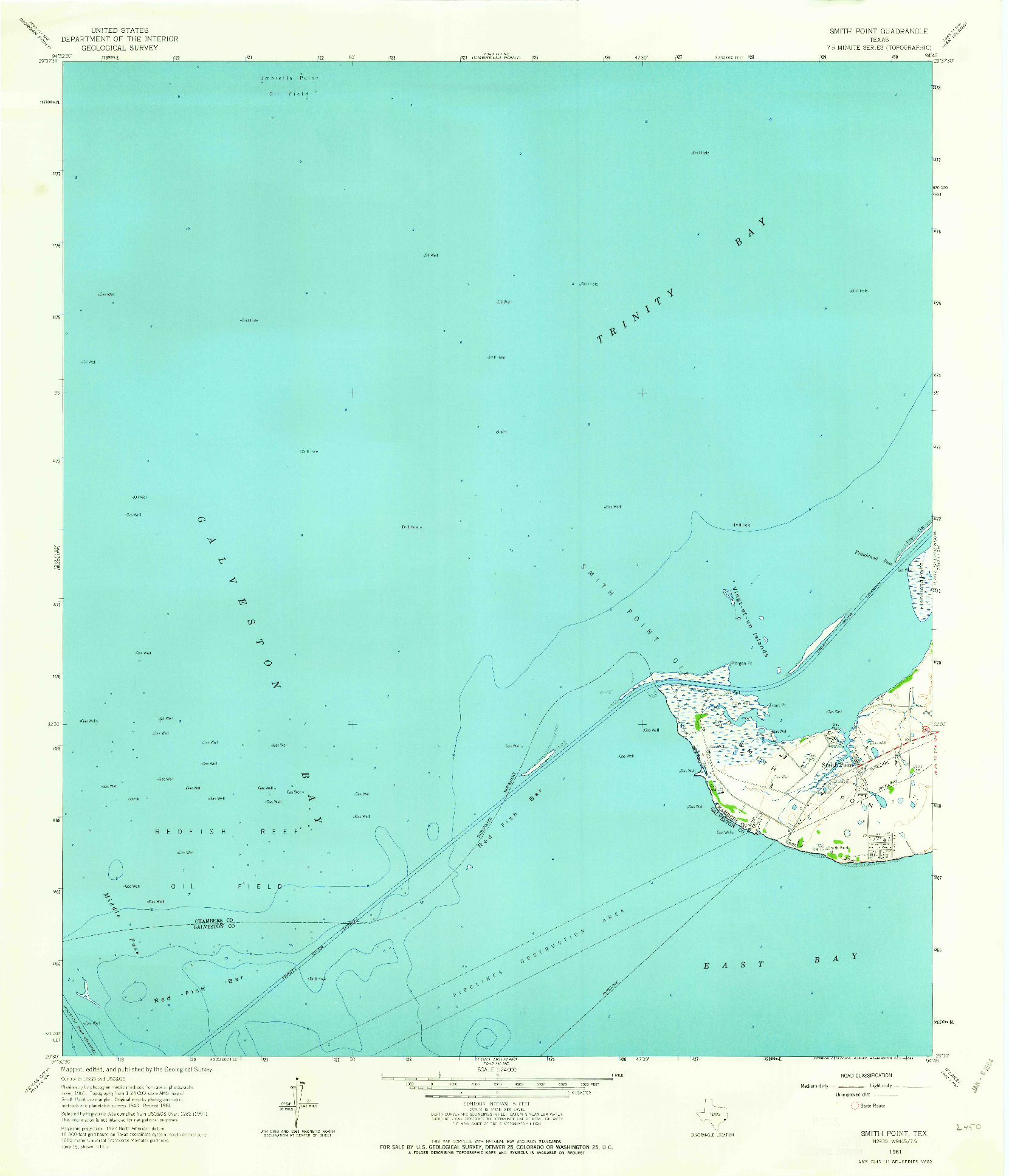 USGS 1:24000-SCALE QUADRANGLE FOR SMITH POINT, TX 1961