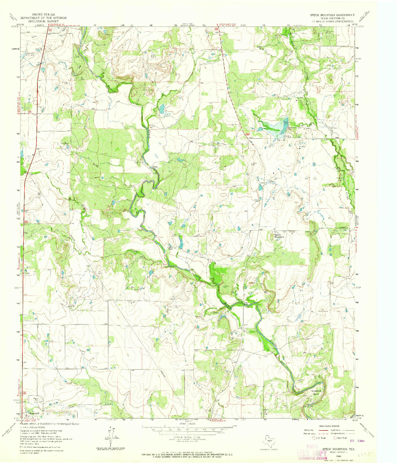 USGS 1:24000-SCALE QUADRANGLE FOR SPECK MOUNTAIN, TX 1962