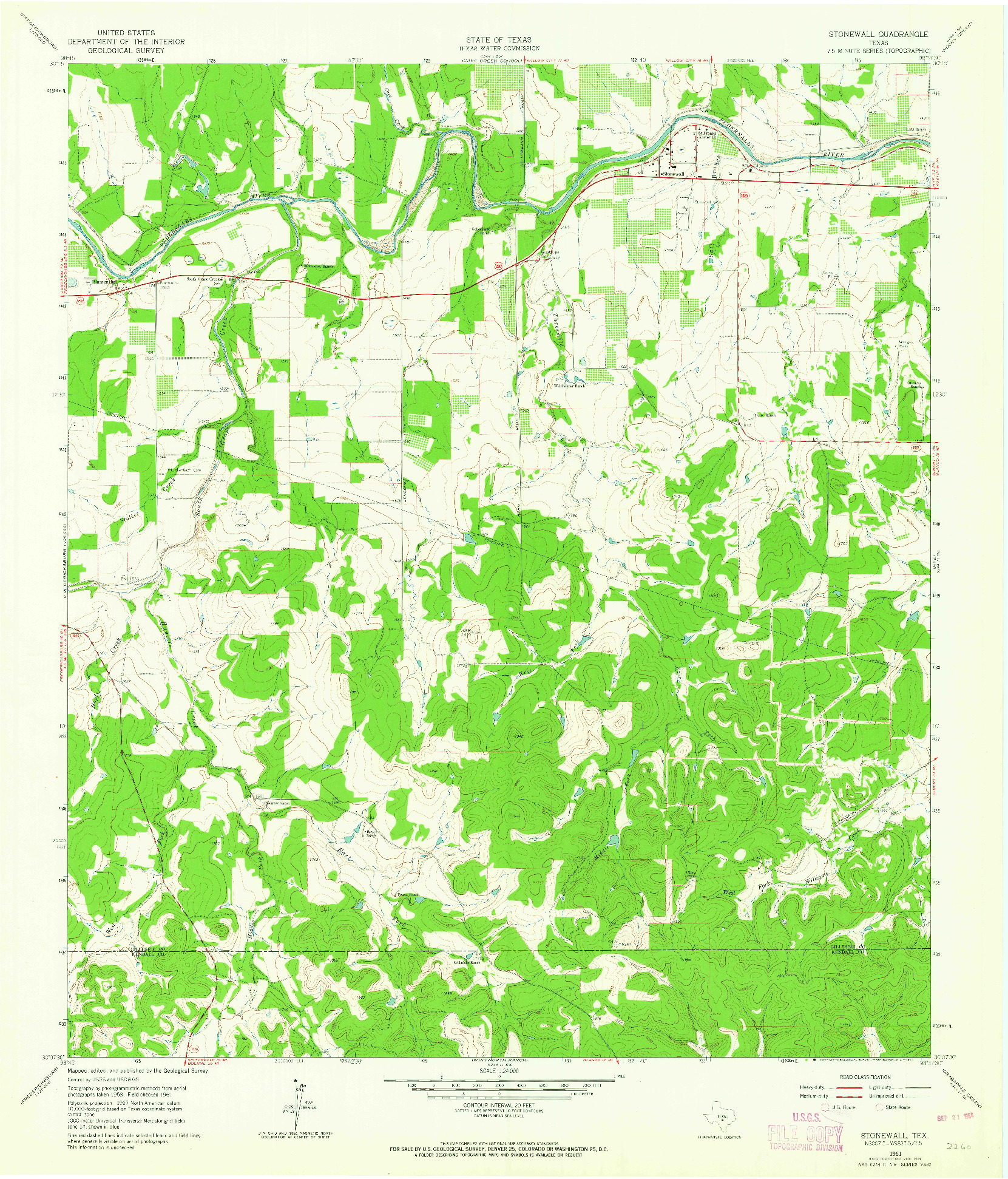 USGS 1:24000-SCALE QUADRANGLE FOR STONEWALL, TX 1961