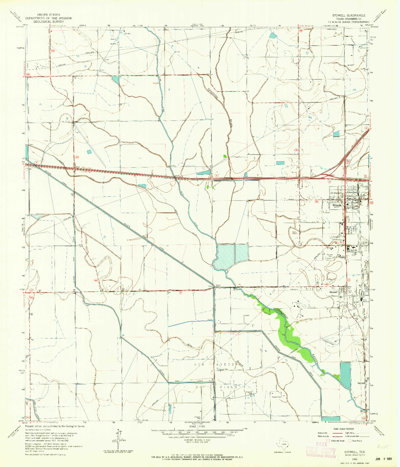 USGS 1:24000-SCALE QUADRANGLE FOR STOWELL, TX 1962