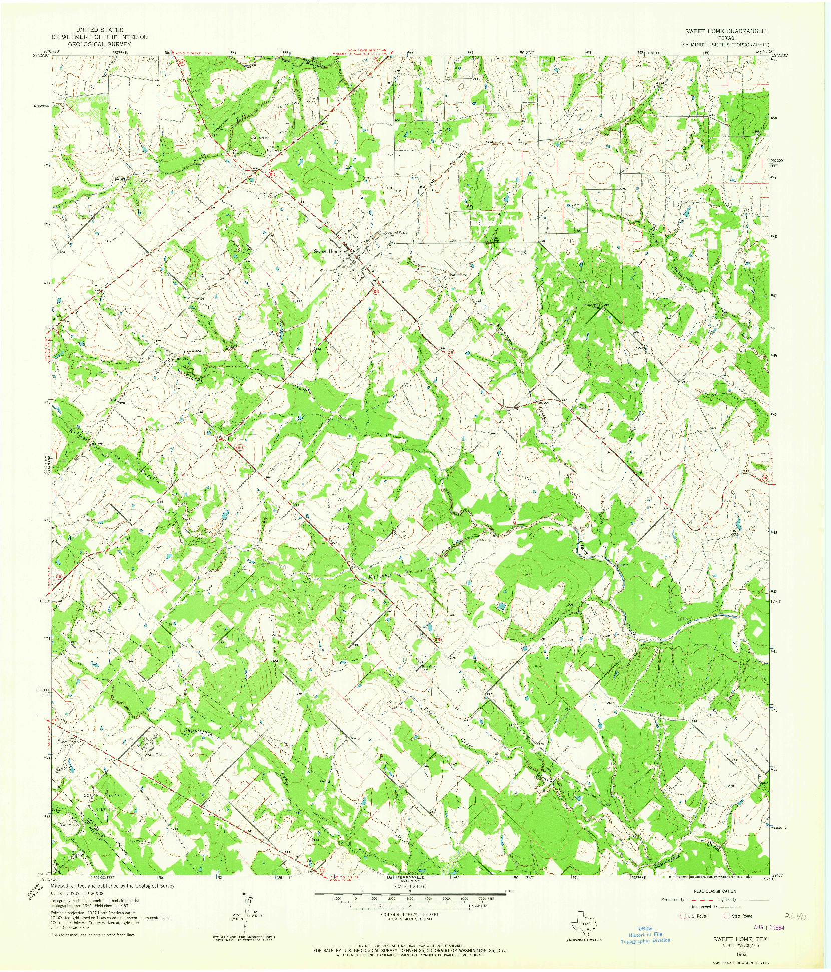 USGS 1:24000-SCALE QUADRANGLE FOR SWEET HOME, TX 1963