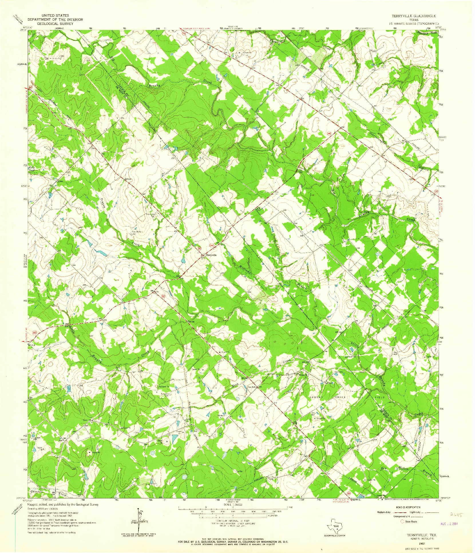 USGS 1:24000-SCALE QUADRANGLE FOR TERRYVILLE, TX 1962