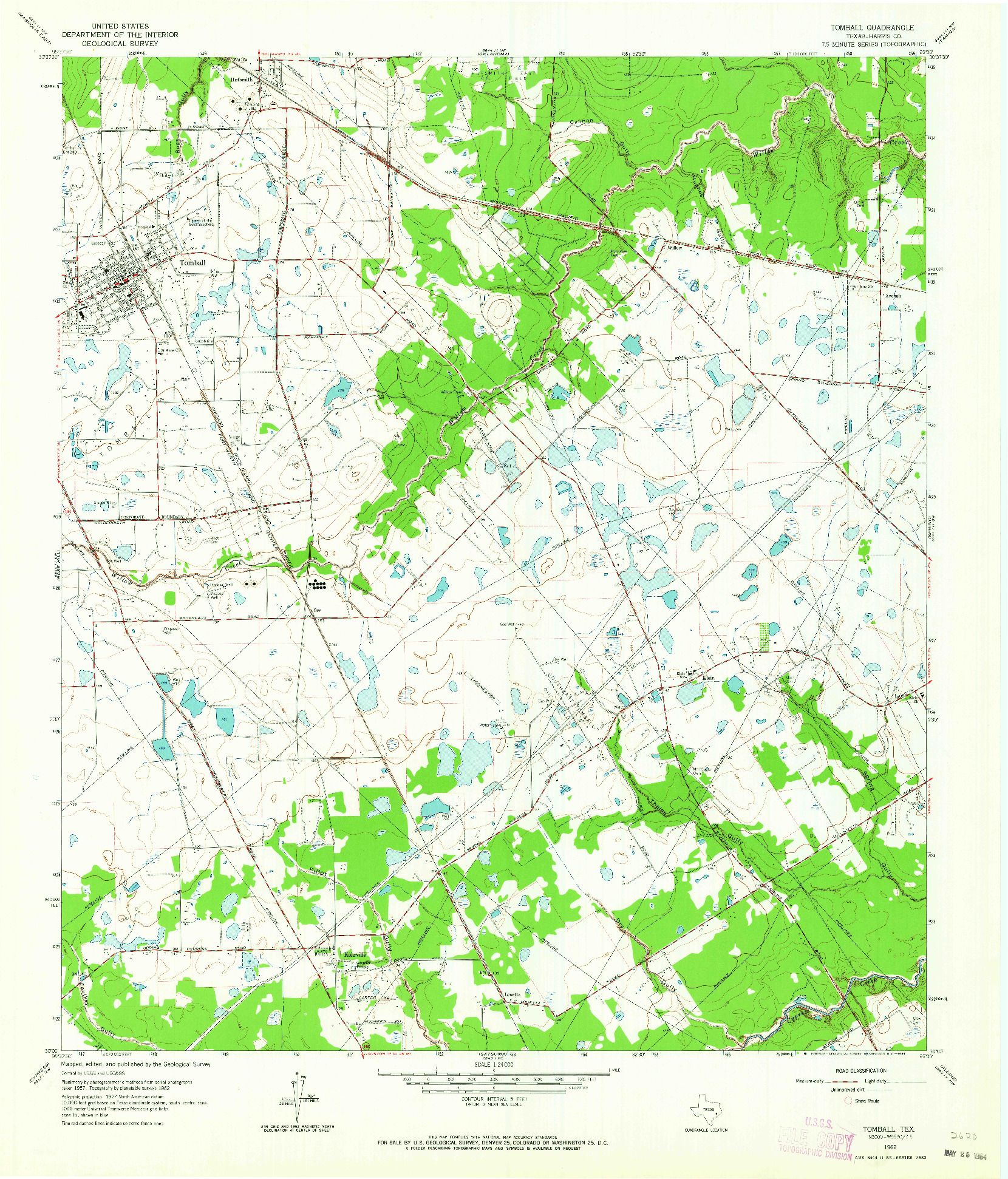 USGS 1:24000-SCALE QUADRANGLE FOR TOMBALL, TX 1962