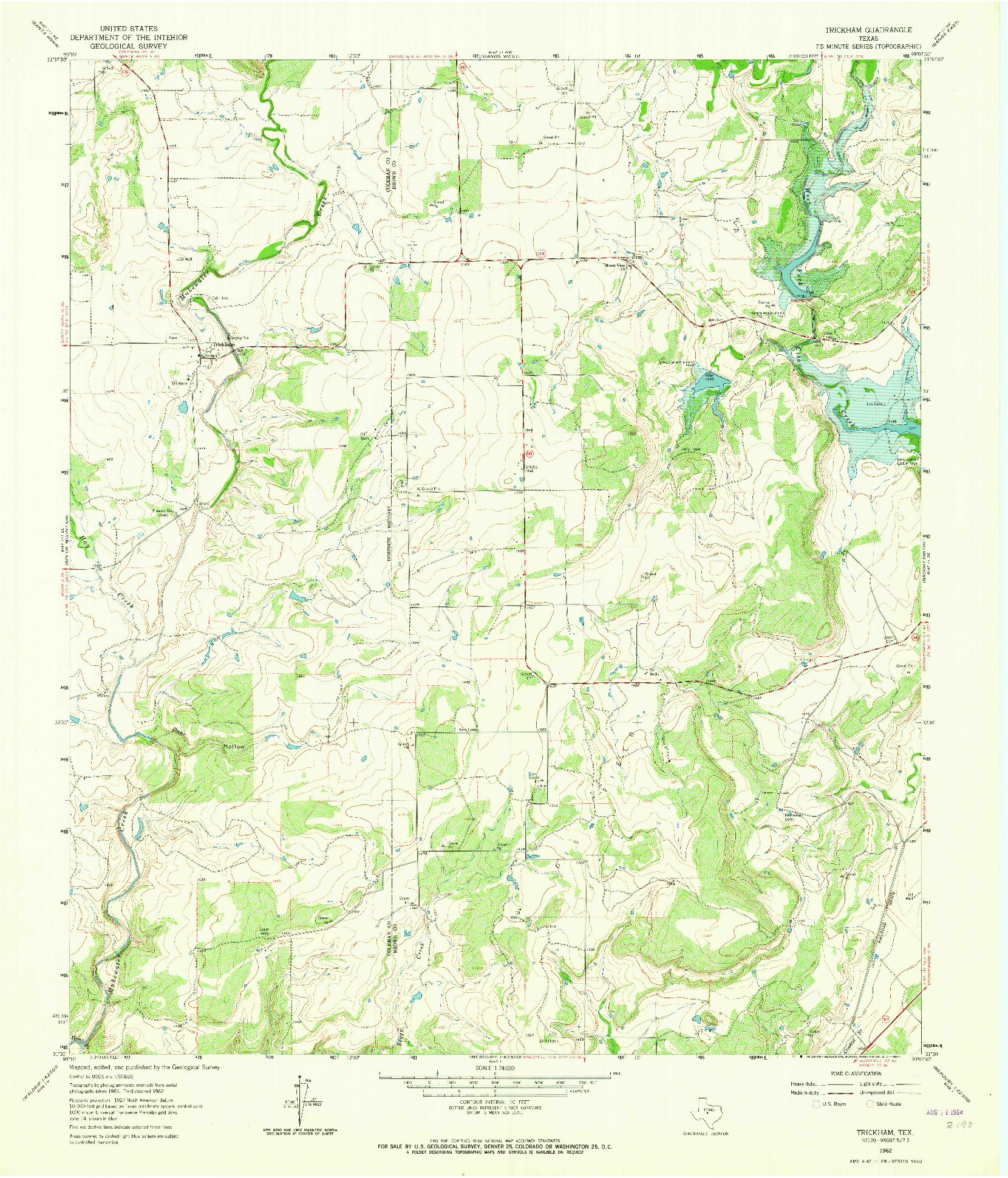 USGS 1:24000-SCALE QUADRANGLE FOR TRICKHAM, TX 1962
