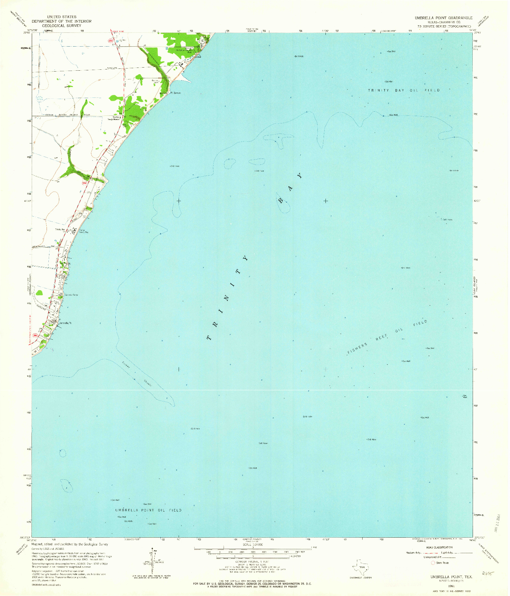 USGS 1:24000-SCALE QUADRANGLE FOR UMBRELLA POINT, TX 1961