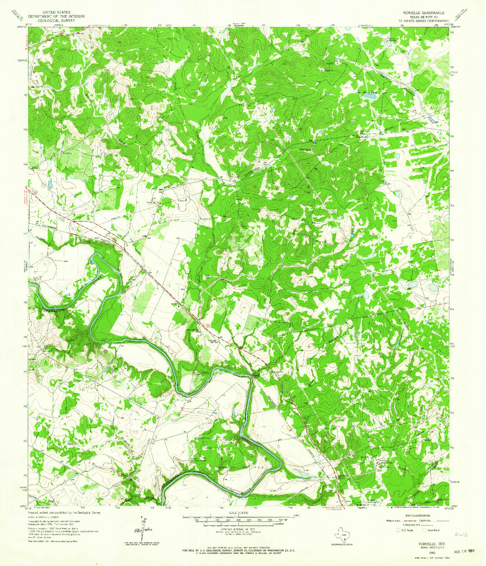 USGS 1:24000-SCALE QUADRANGLE FOR VERHELLE, TX 1962