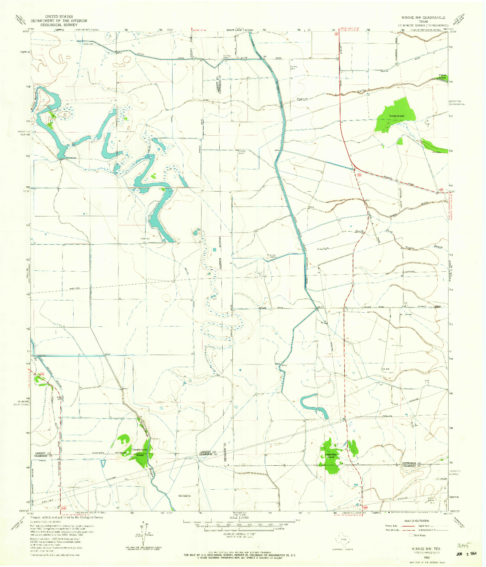 USGS 1:24000-SCALE QUADRANGLE FOR WINNIE NW, TX 1962