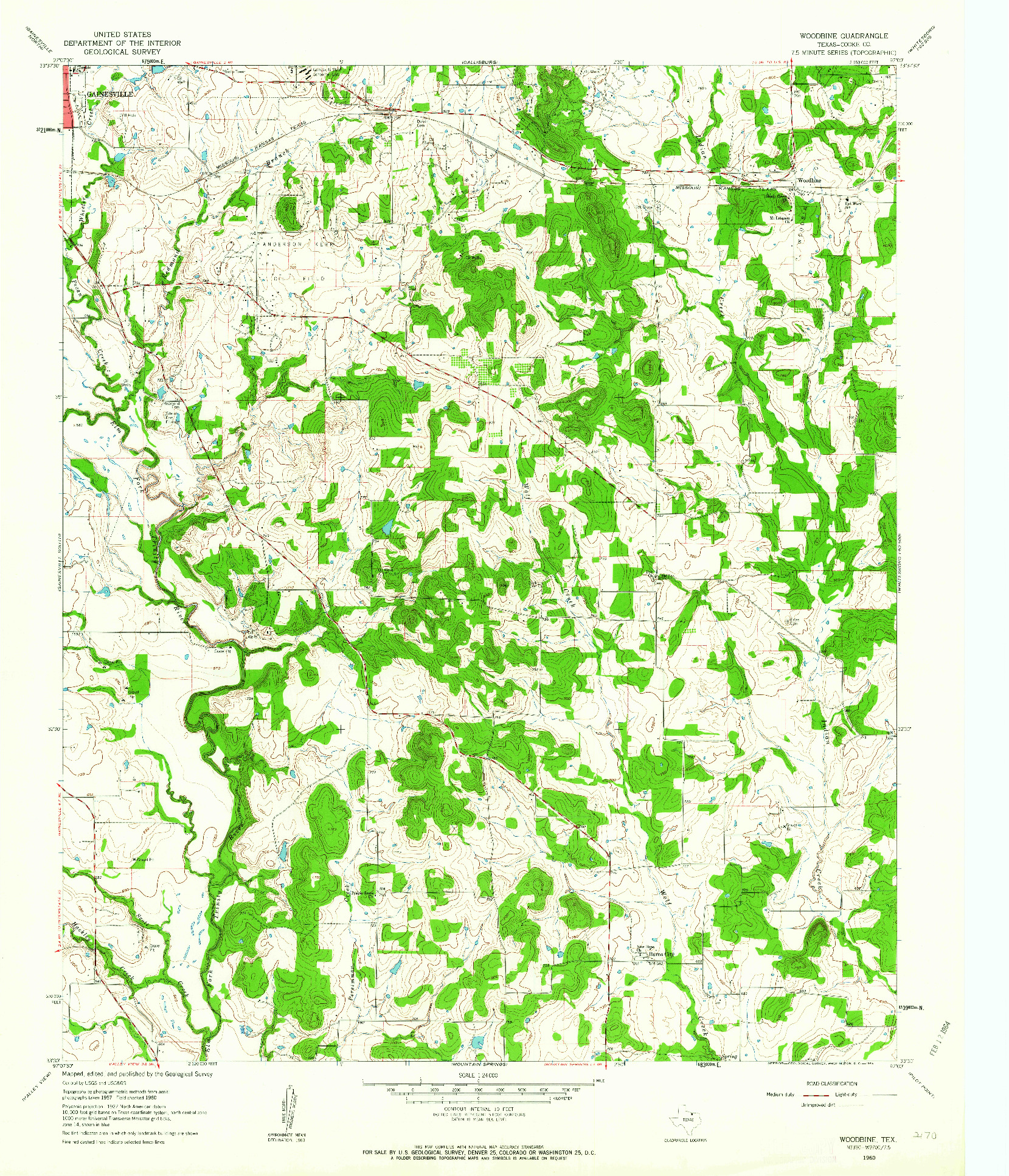 USGS 1:24000-SCALE QUADRANGLE FOR WOODBINE, TX 1960