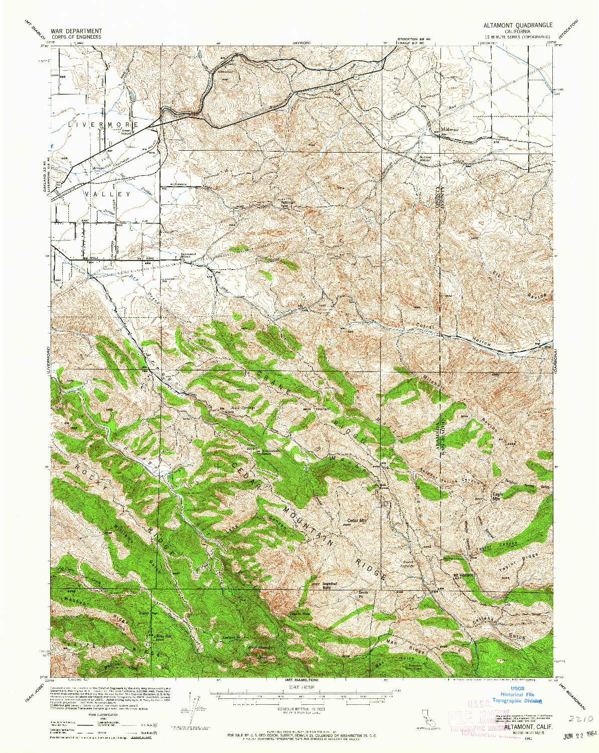 USGS 1:62500-SCALE QUADRANGLE FOR ALTAMONT, CA 1942