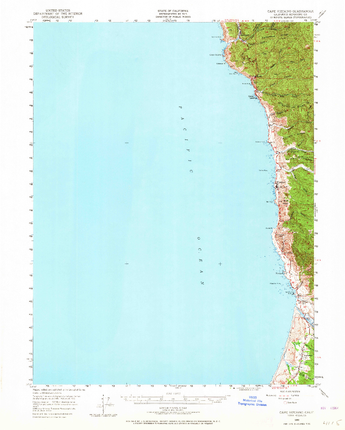 USGS 1:62500-SCALE QUADRANGLE FOR CAPE VIZCAINO, CA 1950