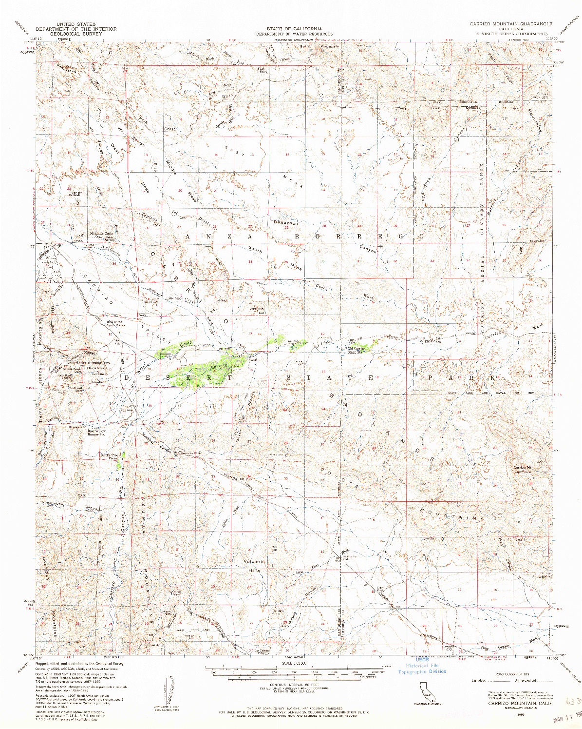 USGS 1:62500-SCALE QUADRANGLE FOR CARRIZO MOUNTAIN, CA 1959