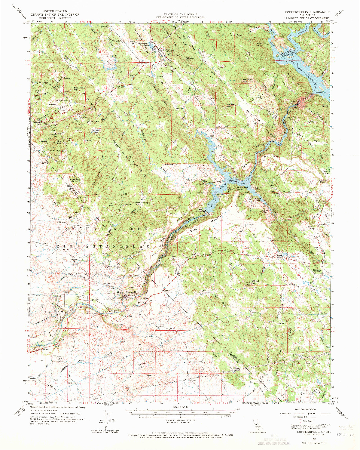 USGS 1:62500-SCALE QUADRANGLE FOR COPPEROPOLIS, CA 1962