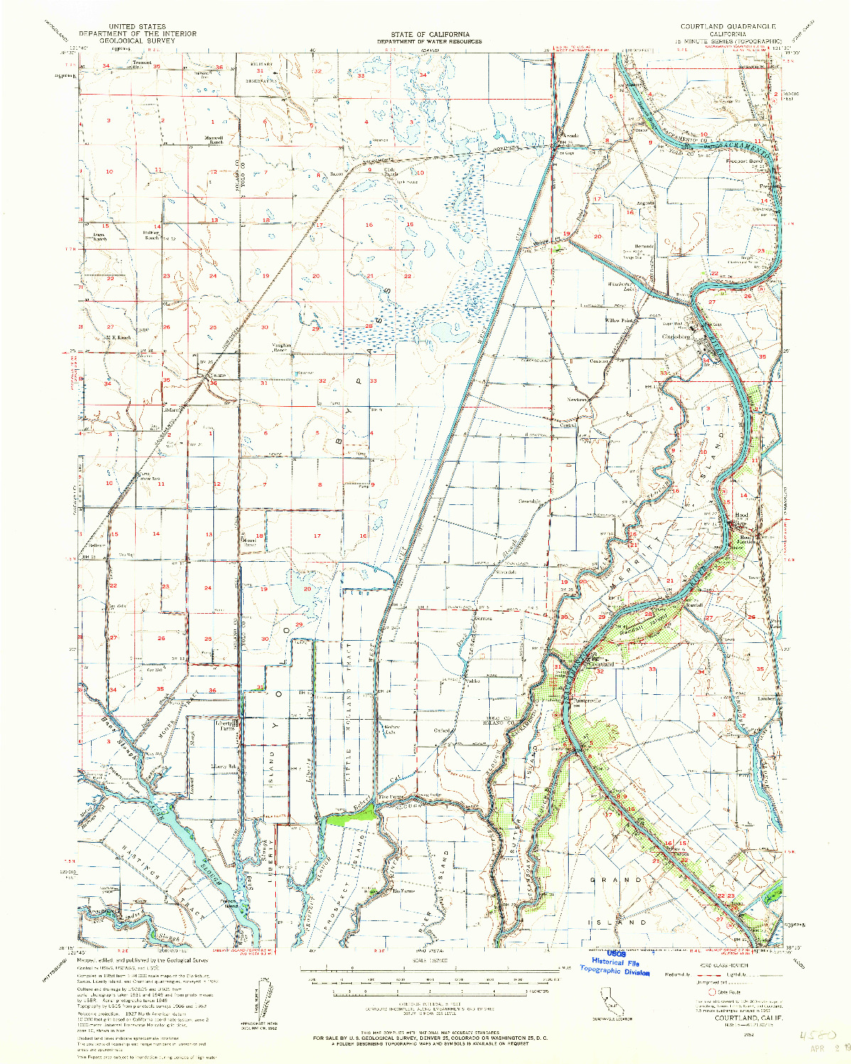 USGS 1:62500-SCALE QUADRANGLE FOR COURTLAND, CA 1952