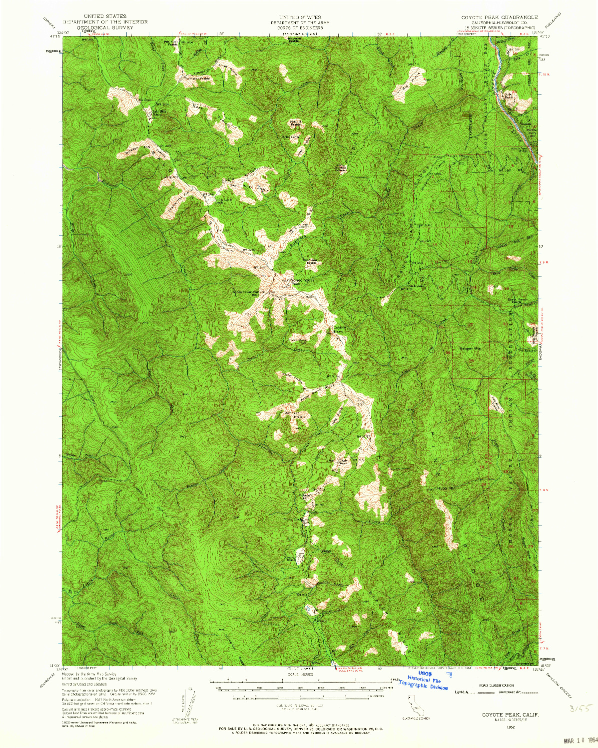 USGS 1:62500-SCALE QUADRANGLE FOR COYOTE PEAK, CA 1952