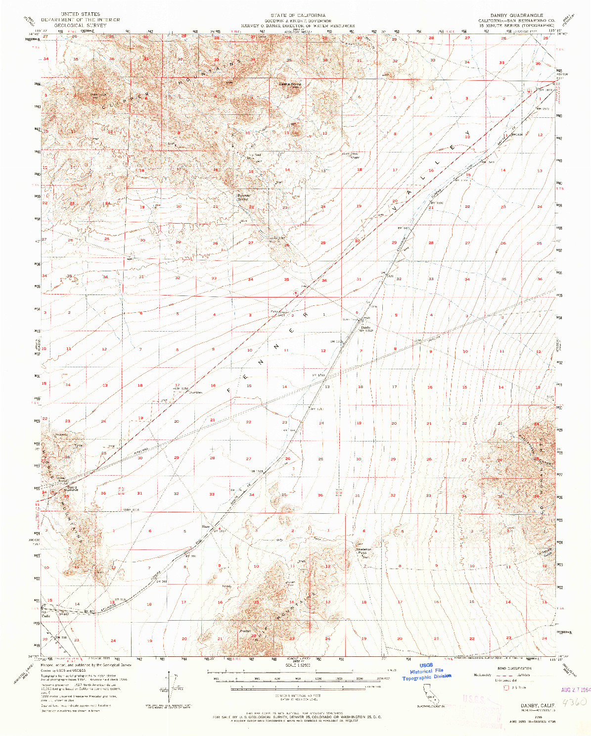 USGS 1:62500-SCALE QUADRANGLE FOR DANBY, CA 1956