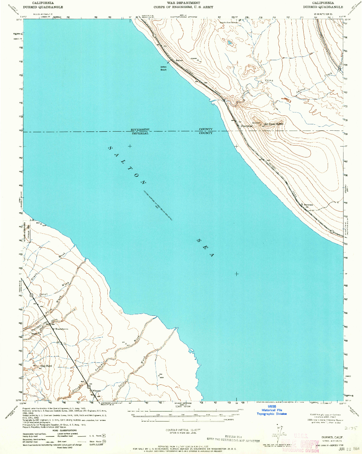 USGS 1:62500-SCALE QUADRANGLE FOR DURMID, CA 1940