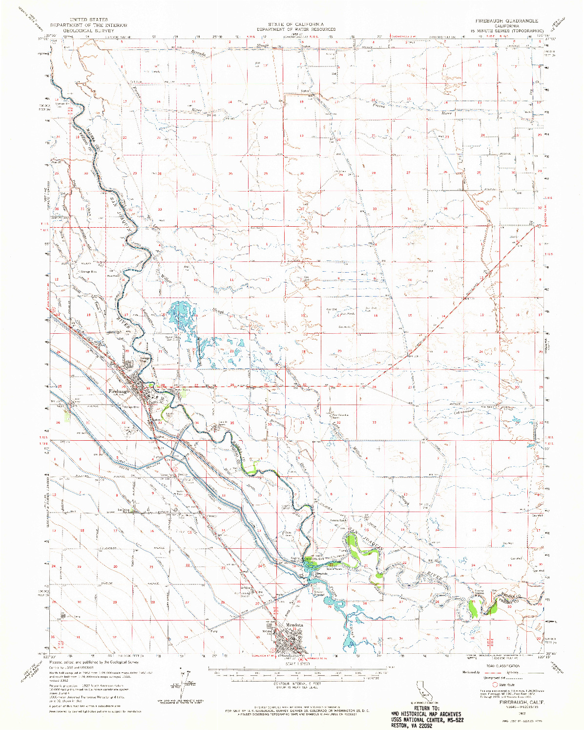 USGS 1:62500-SCALE QUADRANGLE FOR FIREBAUGH, CA 1962