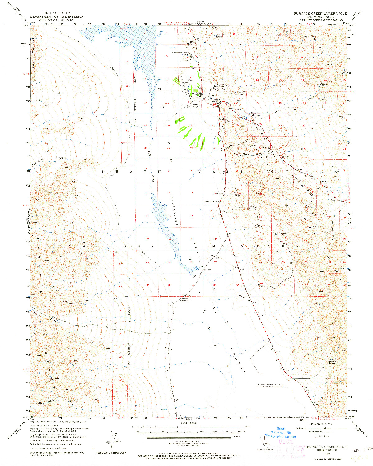 USGS 1:62500-SCALE QUADRANGLE FOR FURNACE CREEK, CA 1952