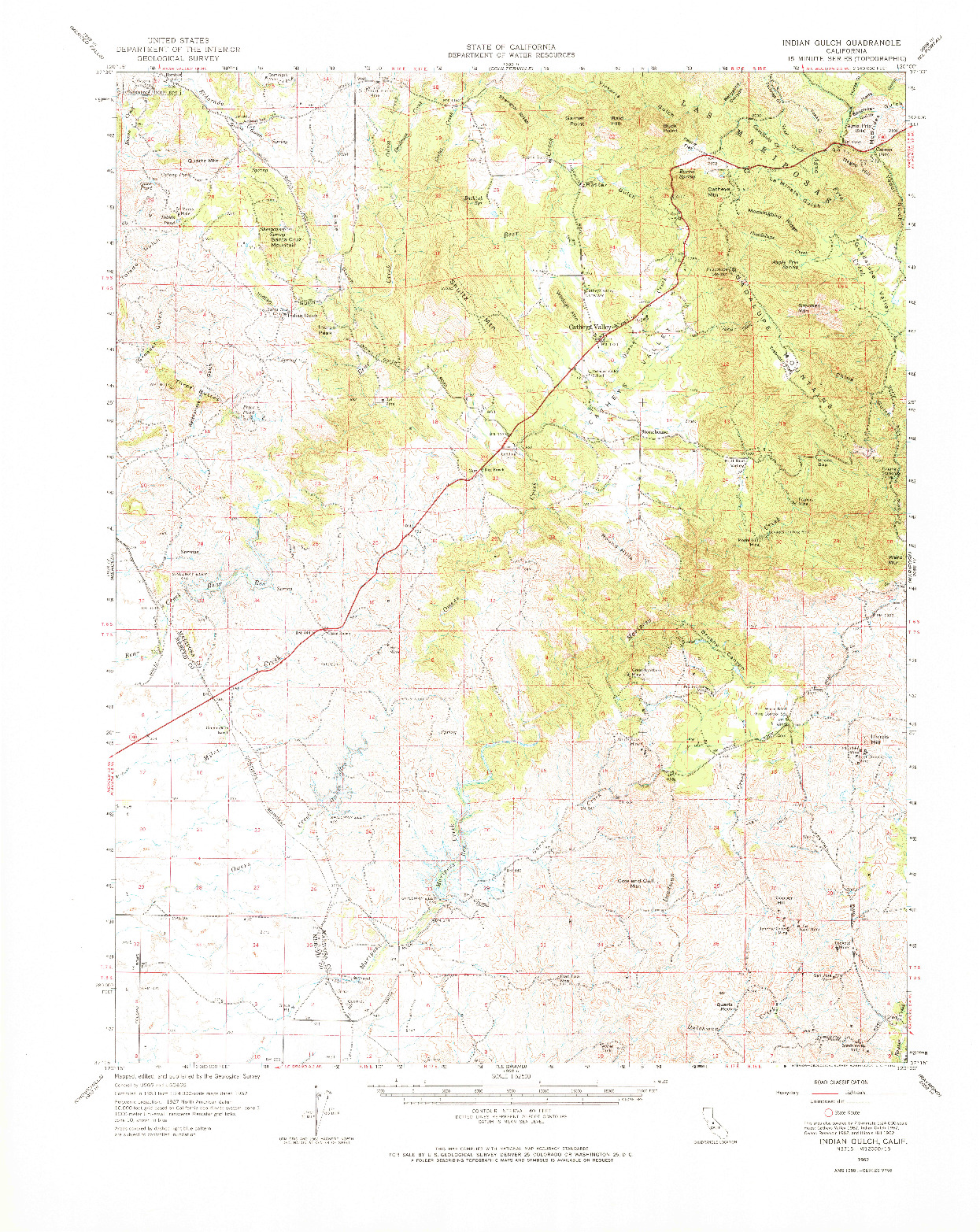 USGS 1:62500-SCALE QUADRANGLE FOR INDIAN GULCH, CA 1962