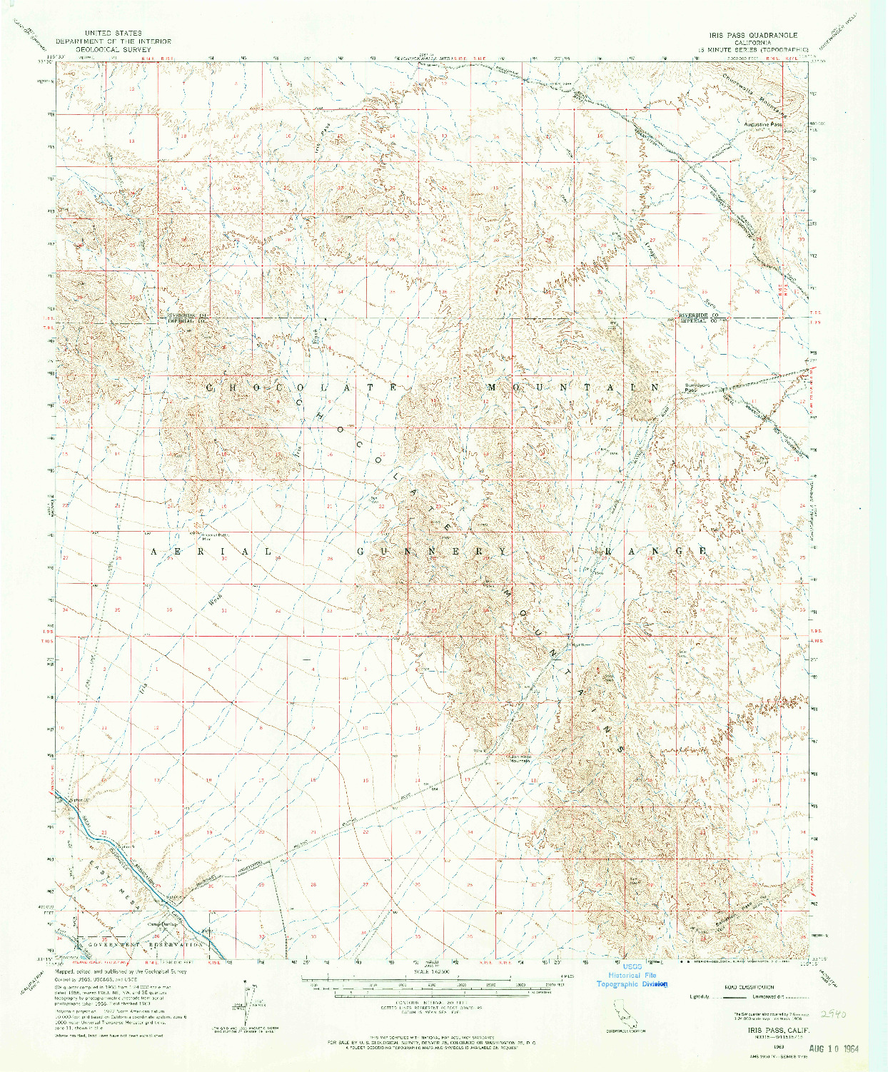 USGS 1:62500-SCALE QUADRANGLE FOR IRIS PASS, CA 1963
