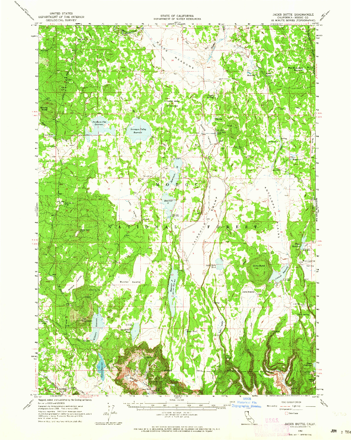 USGS 1:62500-SCALE QUADRANGLE FOR JACKS BUTTE, CA 1962