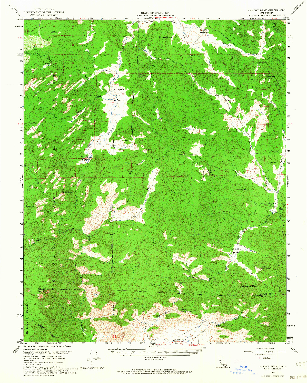 USGS 1:62500-SCALE QUADRANGLE FOR LAMONT PEAK, CA 1956