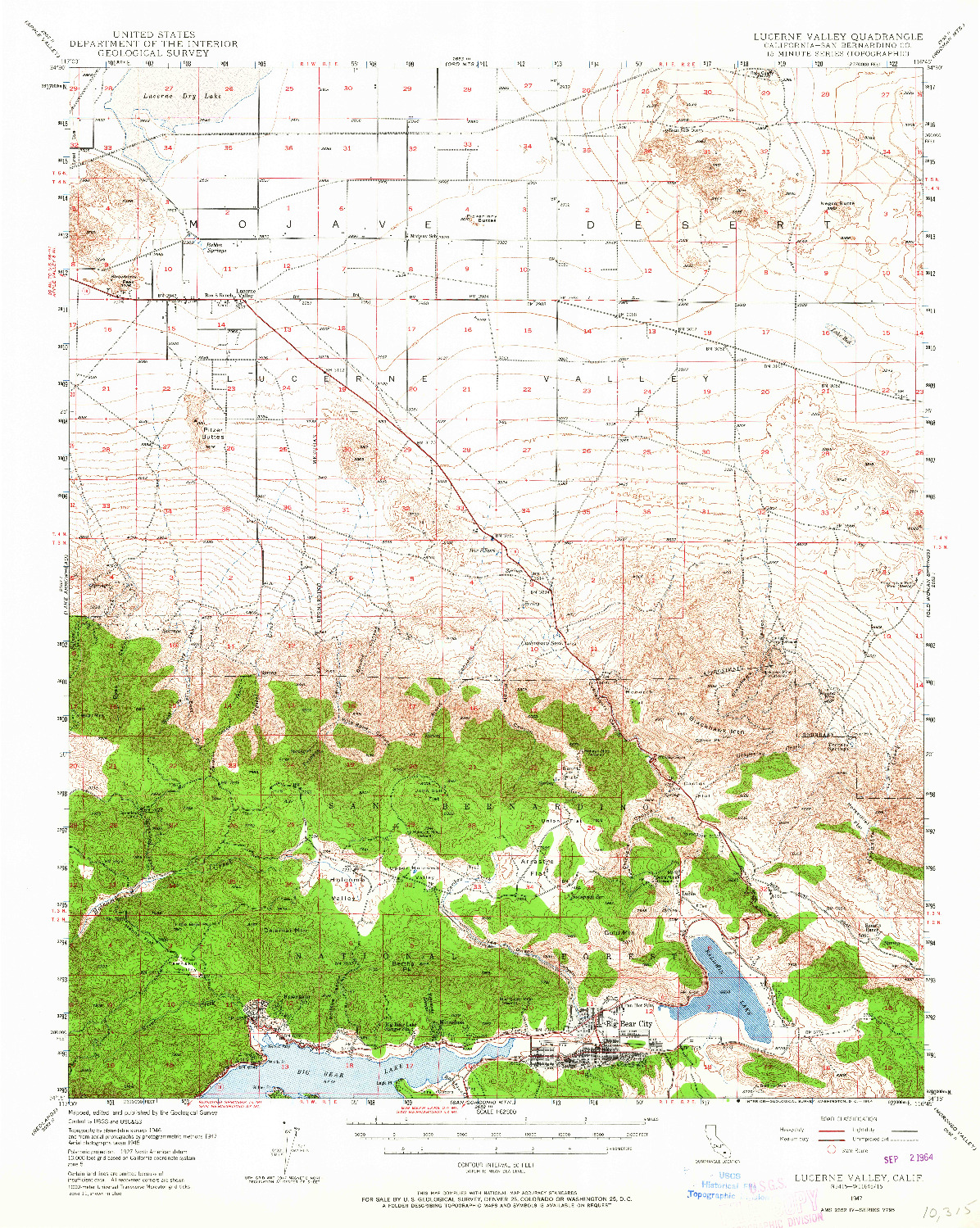 USGS 1:62500-SCALE QUADRANGLE FOR LUCERNE VALLEY, CA 1947