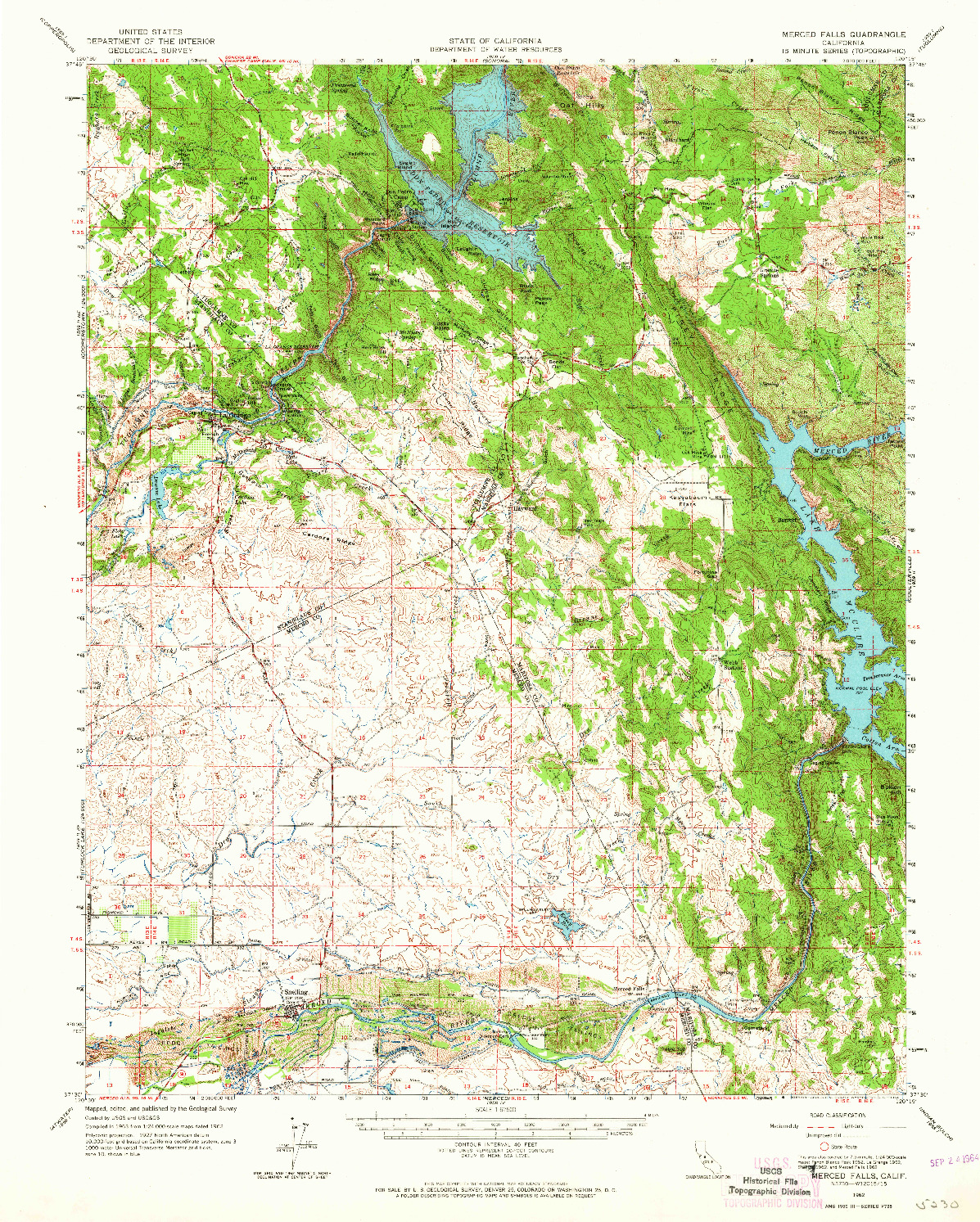 USGS 1:62500-SCALE QUADRANGLE FOR MERCED FALLS, CA 1962