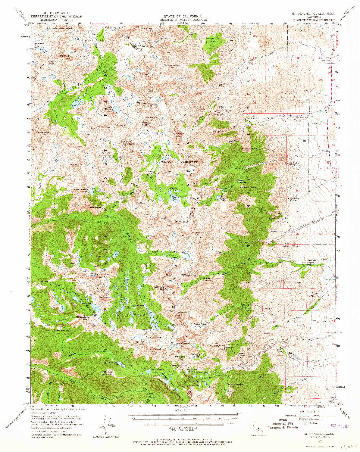 USGS 1:62500-SCALE QUADRANGLE FOR MT. PINCHOT, CA 1953