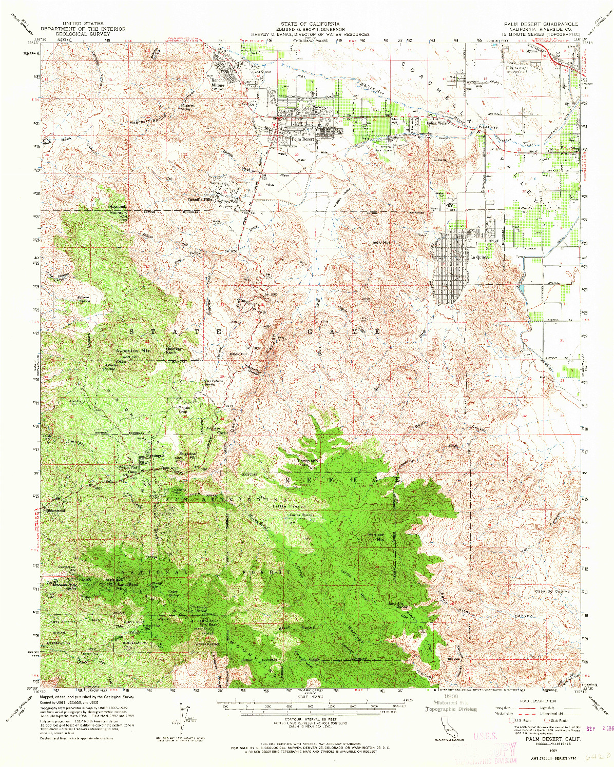 USGS 1:62500-SCALE QUADRANGLE FOR PALM DESERT, CA 1959
