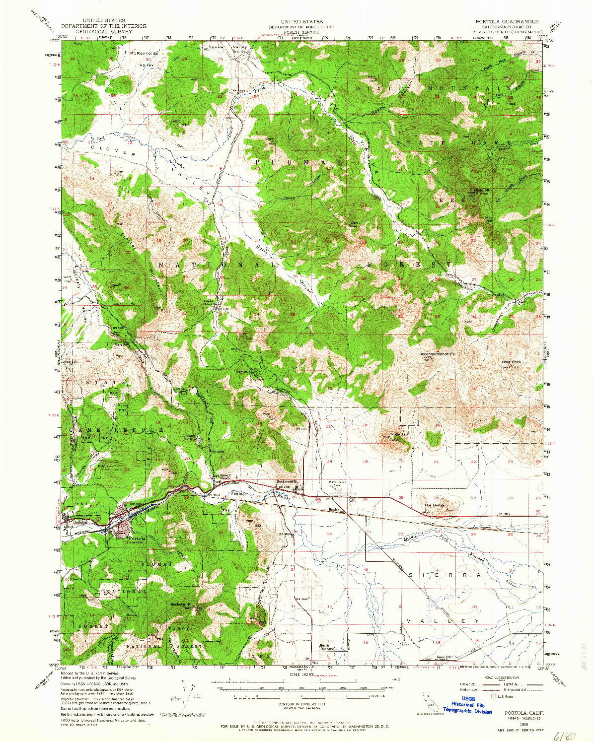 USGS 1:62500-SCALE QUADRANGLE FOR PORTOLA, CA 1950