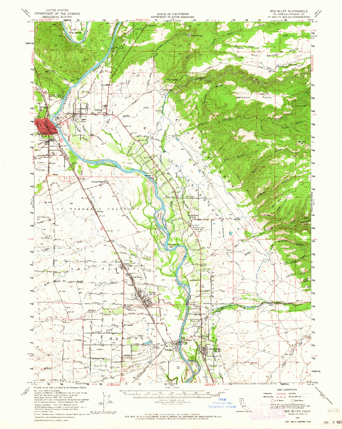 USGS 1:62500-SCALE QUADRANGLE FOR RED BLUFF, CA 1952