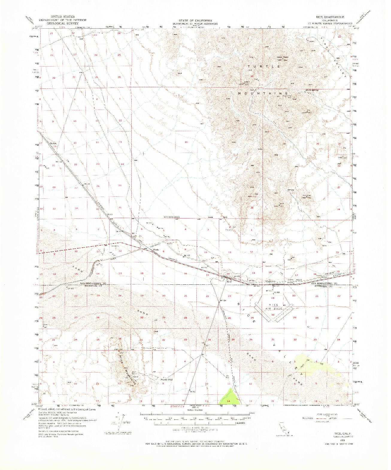 USGS 1:62500-SCALE QUADRANGLE FOR RICE, CA 1954