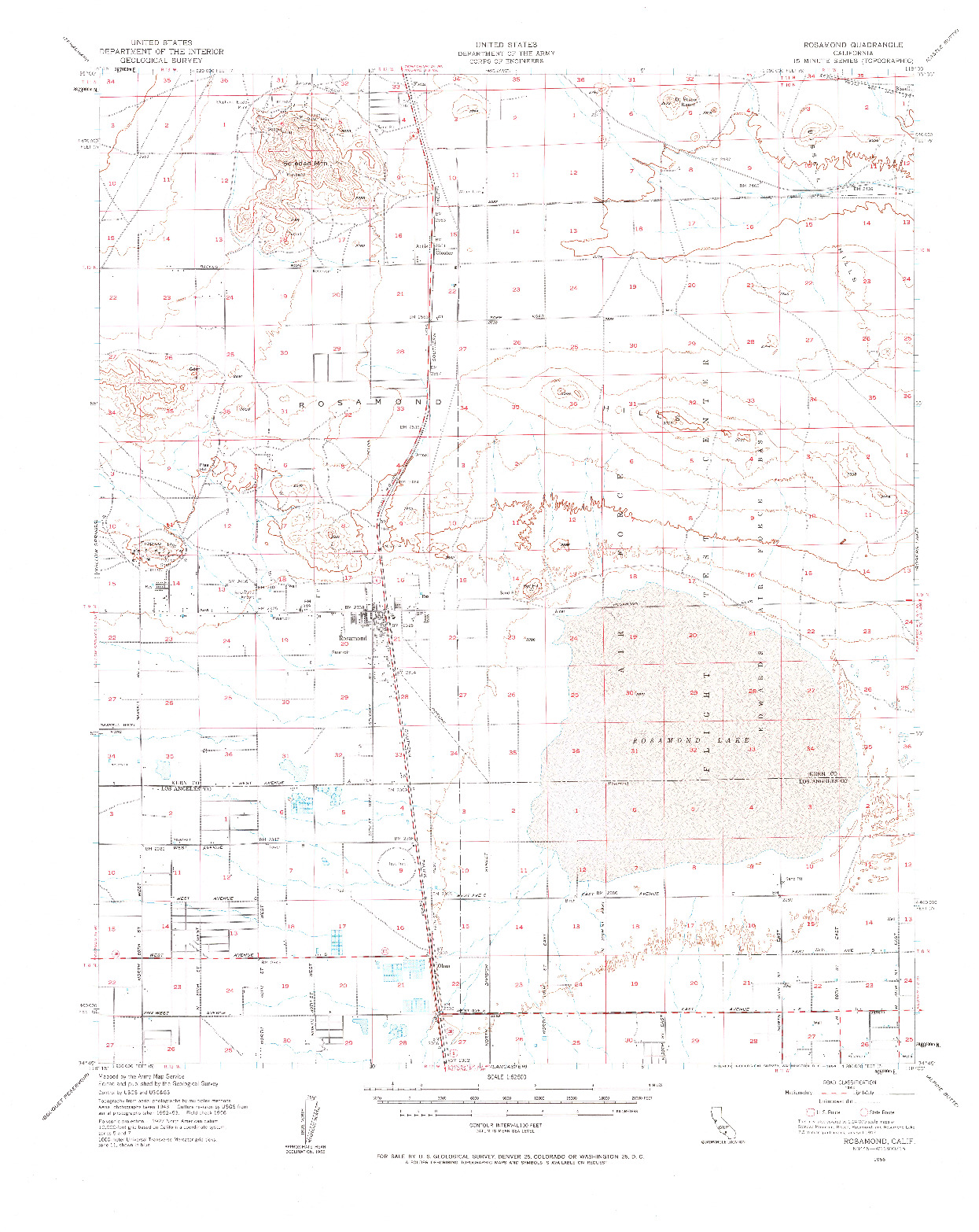 USGS 1:62500-SCALE QUADRANGLE FOR ROSAMOND, CA 1956