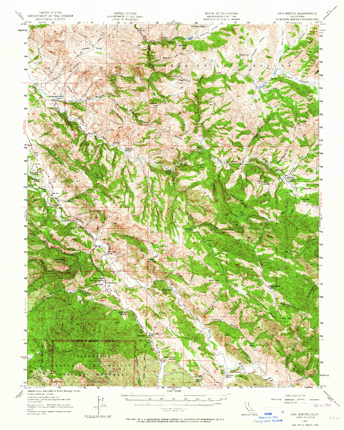 USGS 1:62500-SCALE QUADRANGLE FOR SAN BENITO, CA 1957