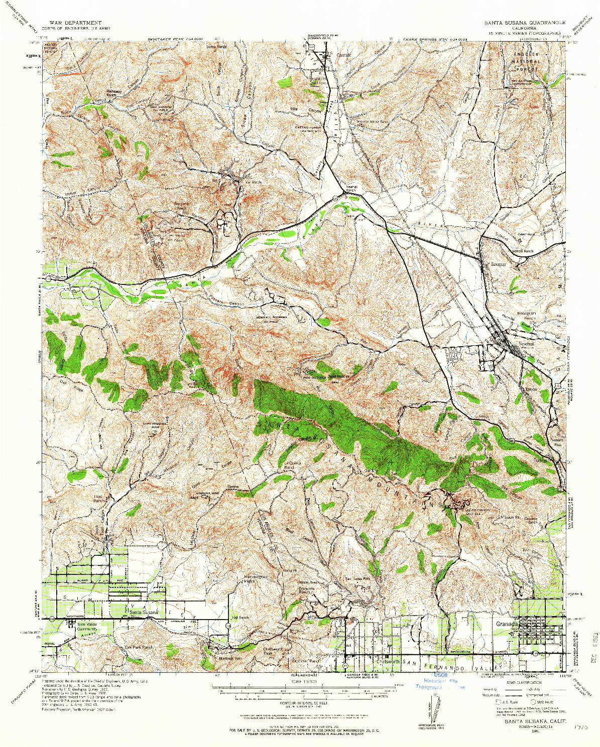 USGS 1:62500-SCALE QUADRANGLE FOR SANTA SUSANA, CA 1941