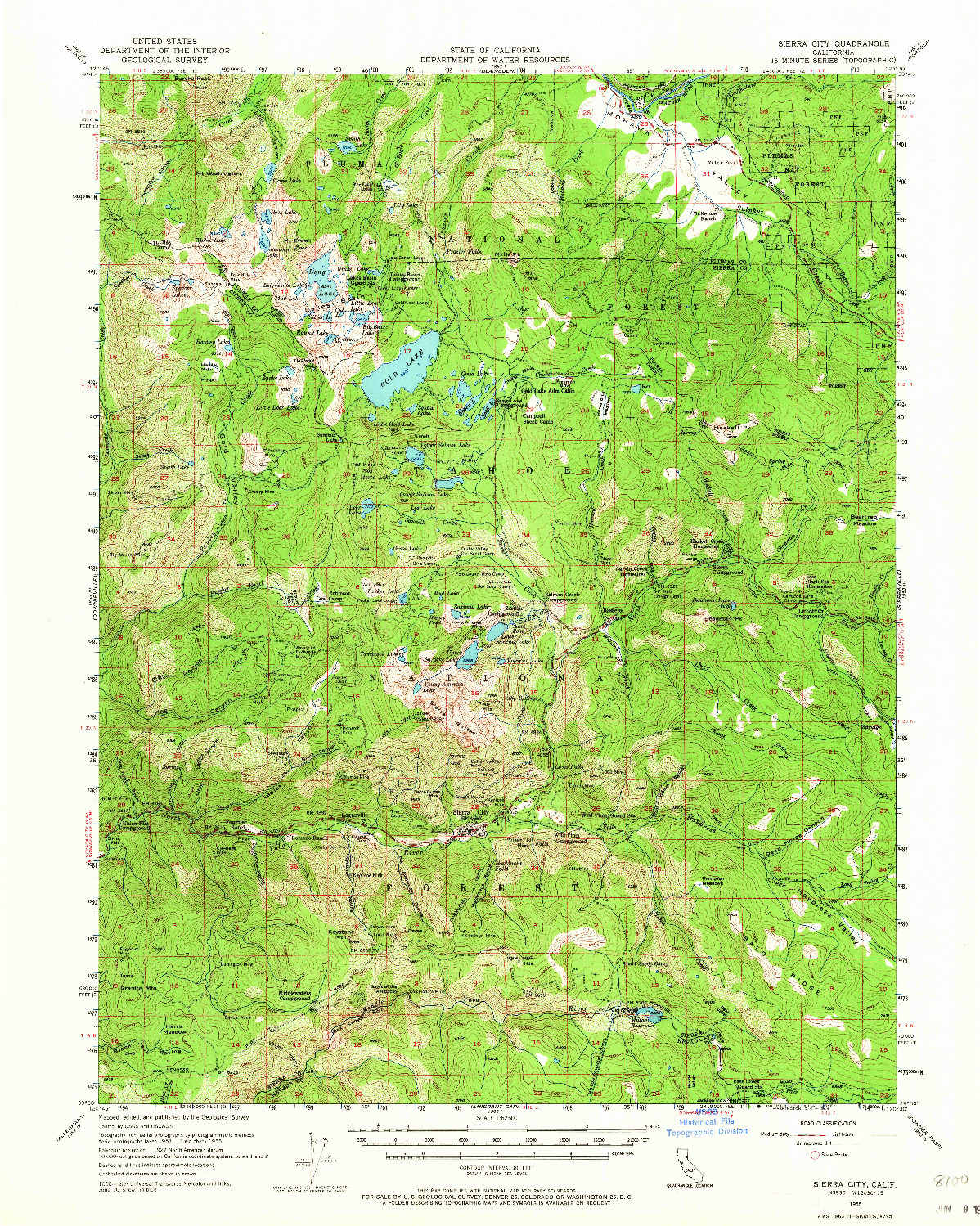 USGS 1:62500-SCALE QUADRANGLE FOR SIERRA CITY, CA 1955