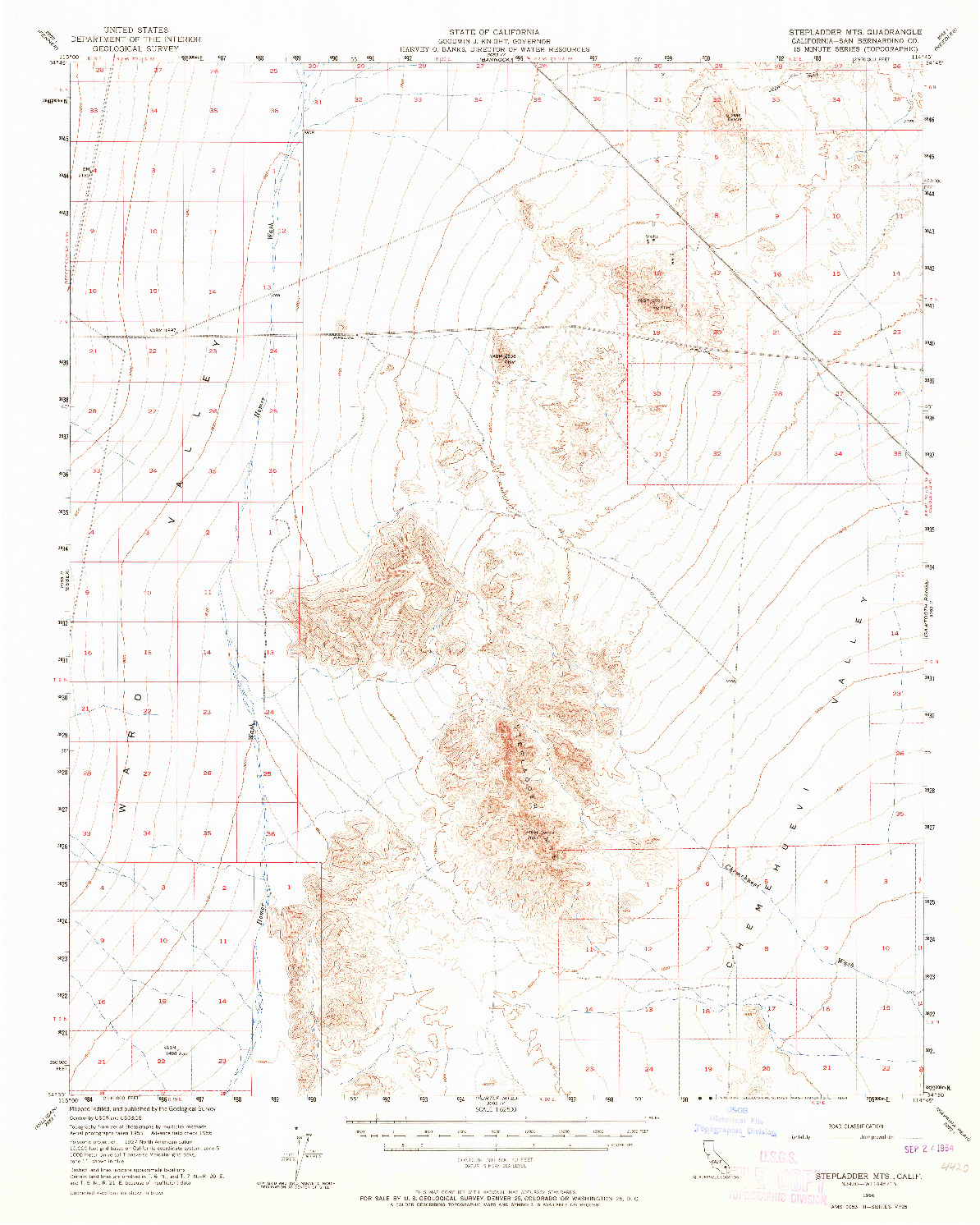 USGS 1:62500-SCALE QUADRANGLE FOR STEPLADDER MTS, CA 1956