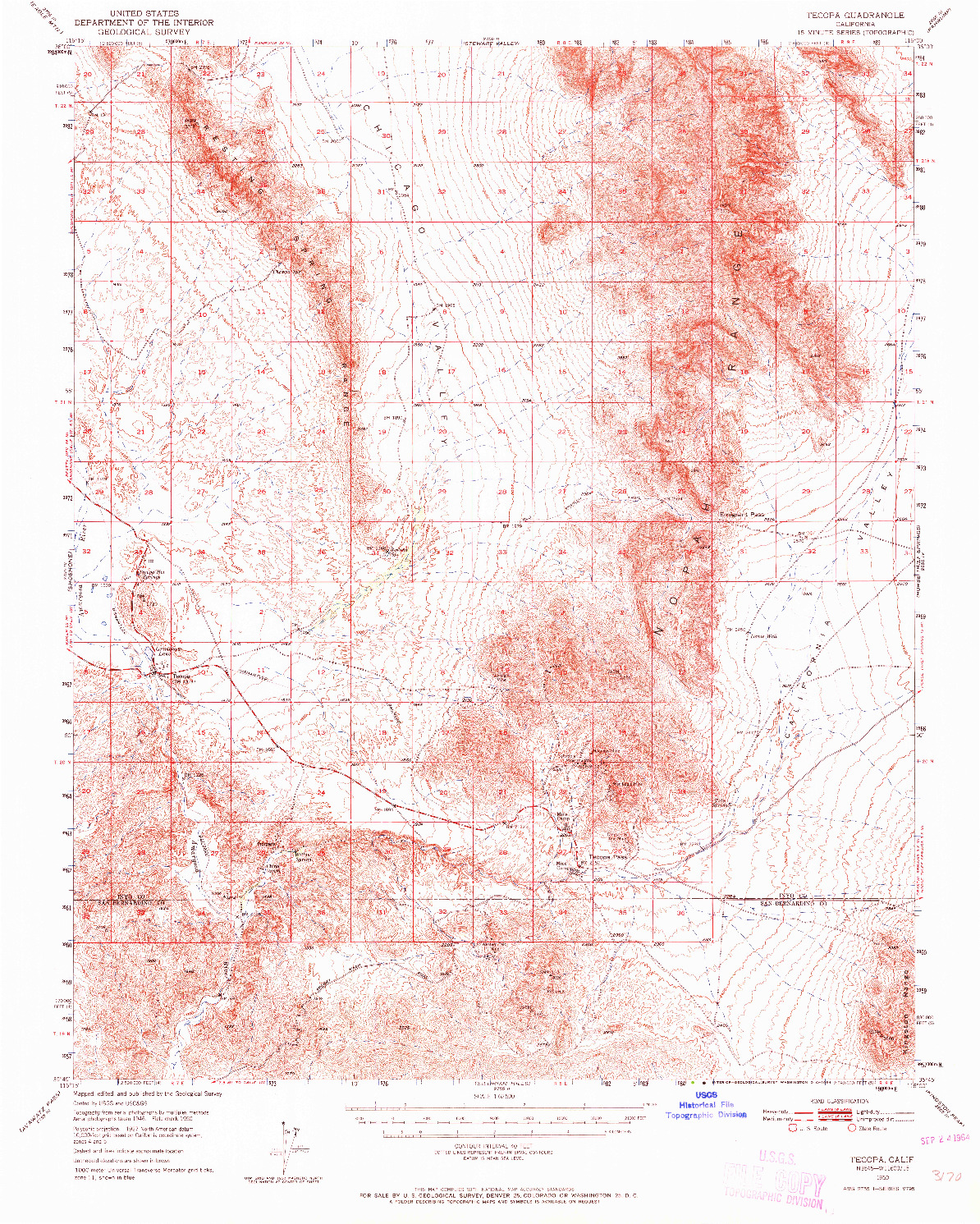 USGS 1:62500-SCALE QUADRANGLE FOR TECOPA, CA 1950
