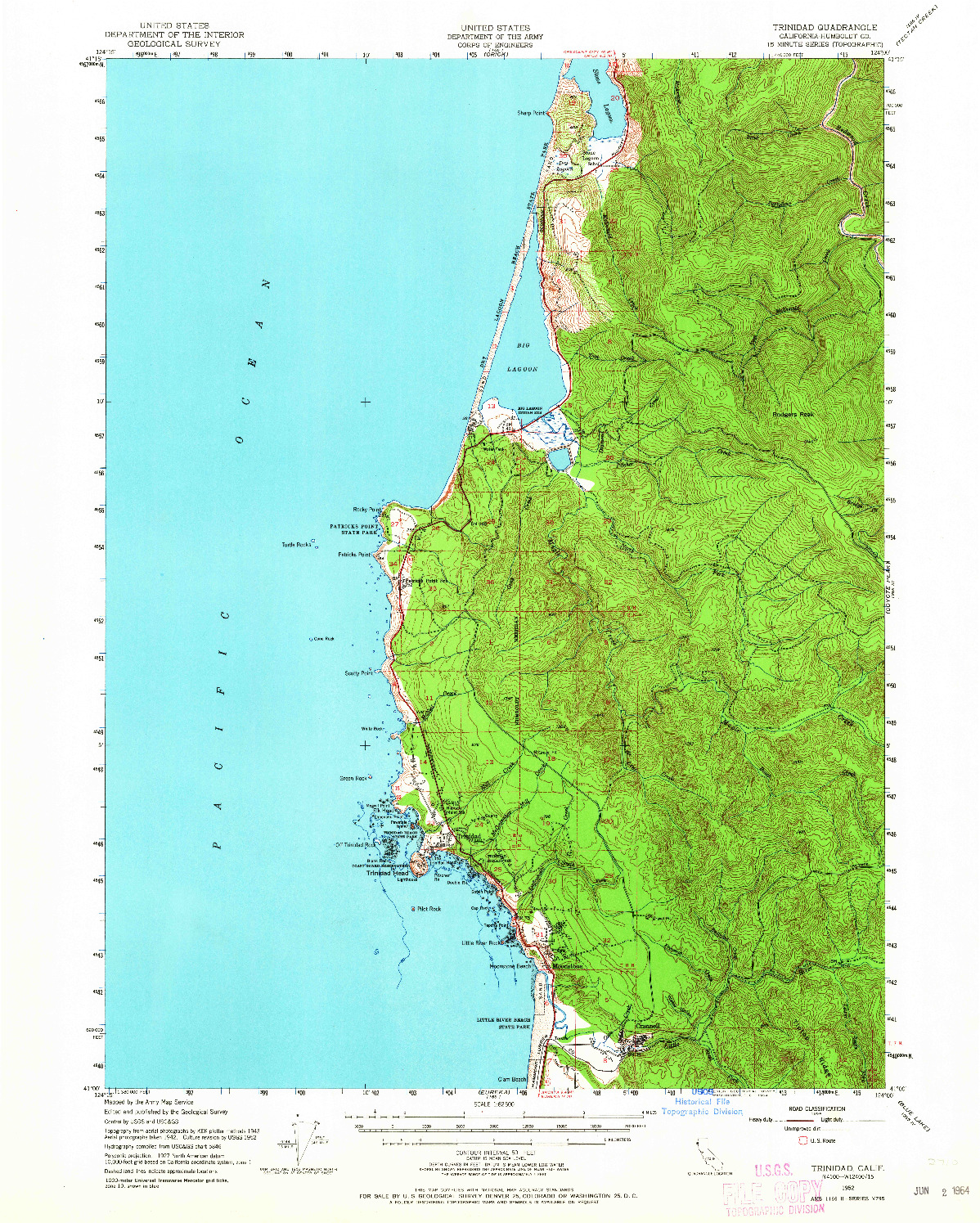 USGS 1:62500-SCALE QUADRANGLE FOR TRINIDAD, CA 1952