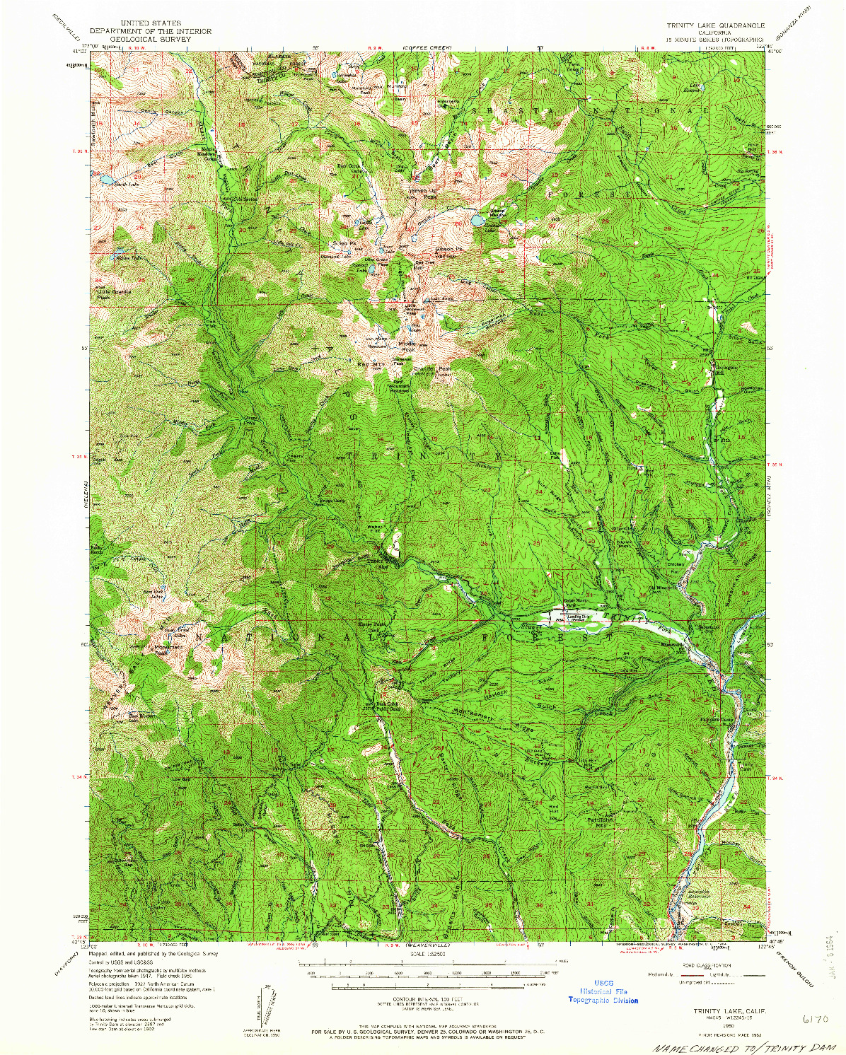 USGS 1:62500-SCALE QUADRANGLE FOR TRINITY LAKE, CA 1950