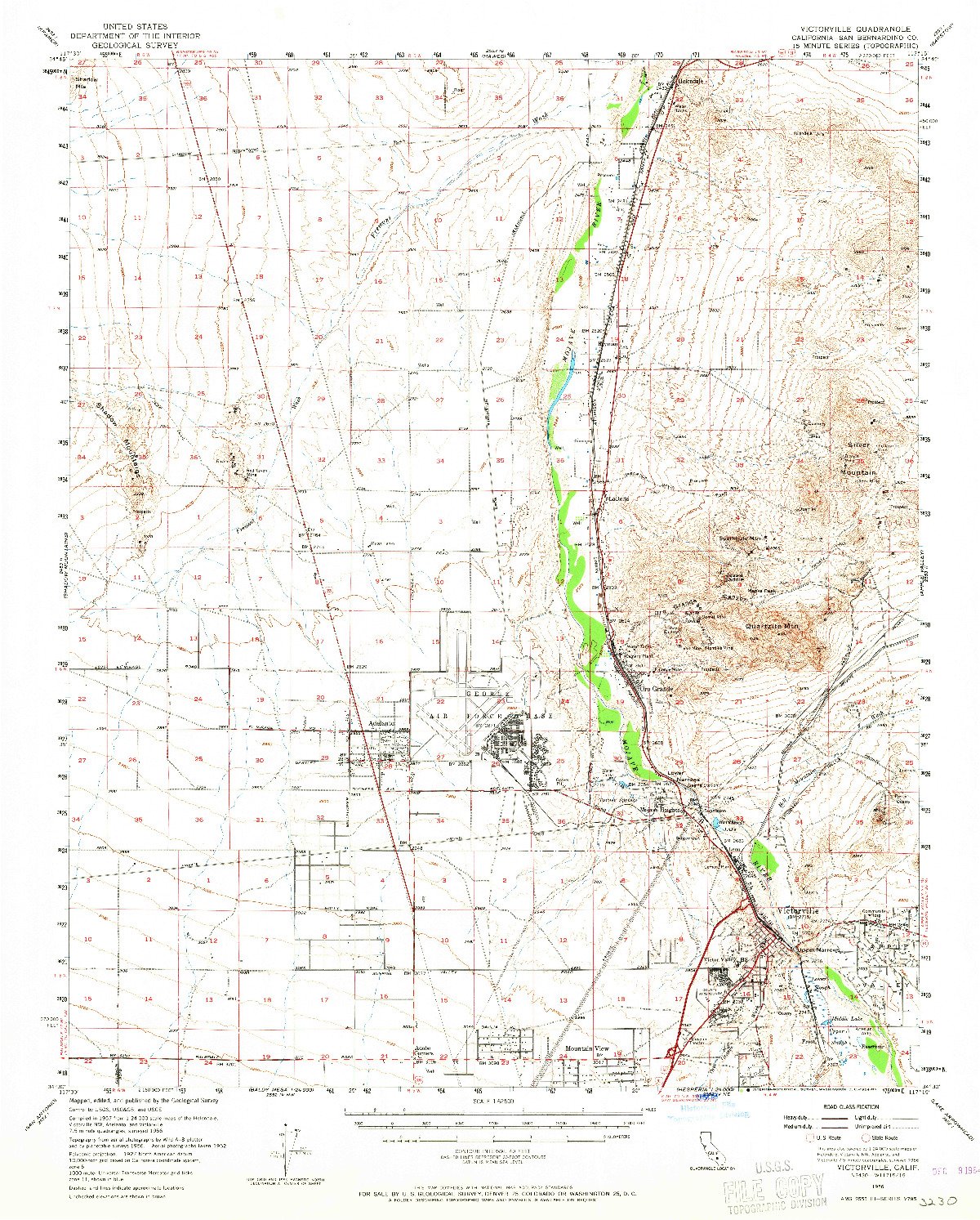 USGS 1:62500-SCALE QUADRANGLE FOR VICTORVILLE, CA 1956