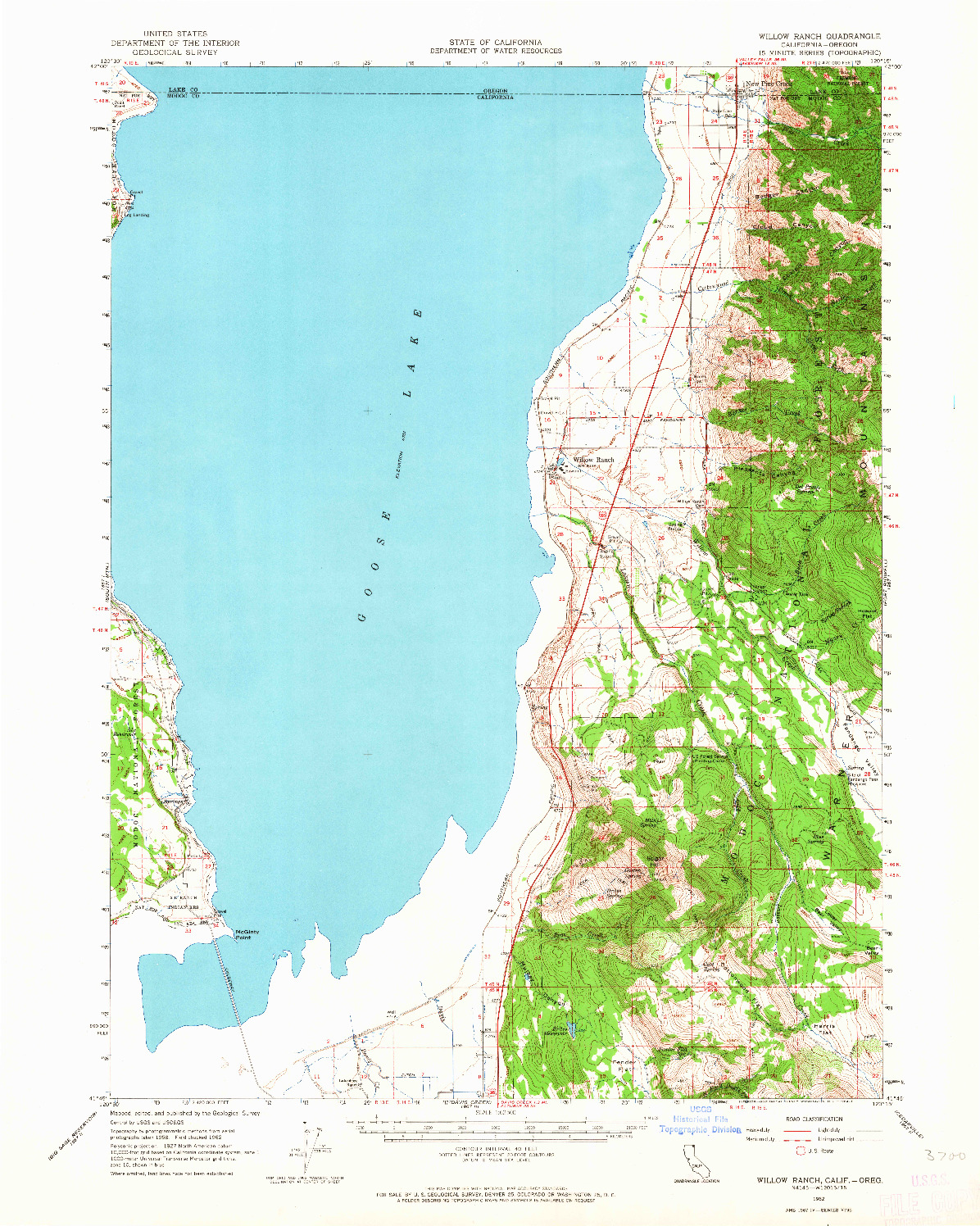 USGS 1:62500-SCALE QUADRANGLE FOR WILLOW RANCH, CA 1962