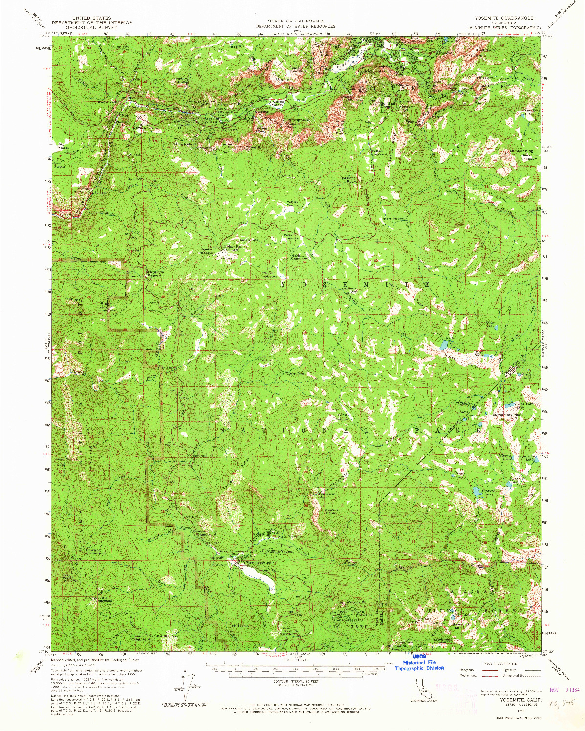 USGS 1:62500-SCALE QUADRANGLE FOR YOSEMITE, CA 1956